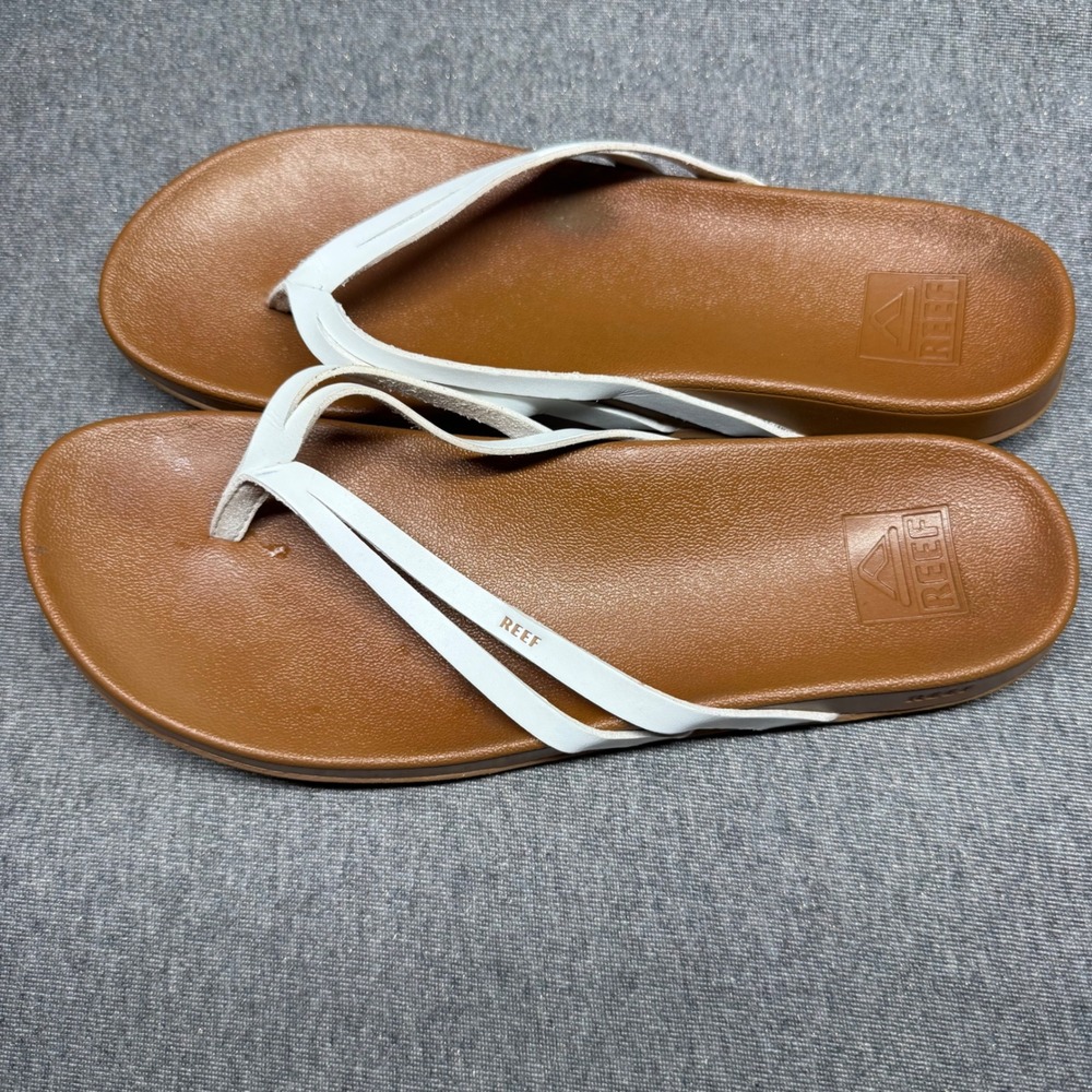 Reef Thong Flip Flop Beach Sandal White Tan - Picture 2 of 7